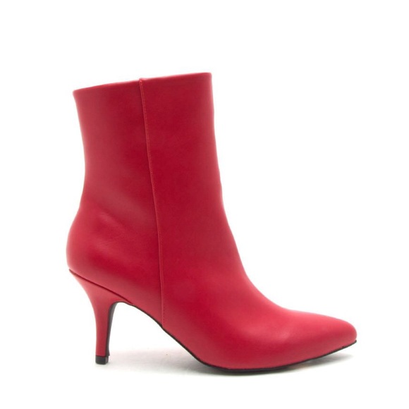 Red Dangerous Babe Kitten Heel Ankle Booties - Picture 5 of 8